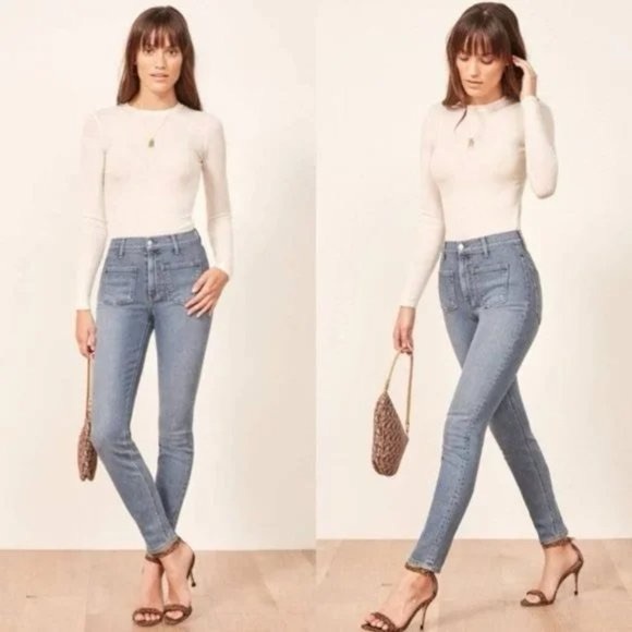 NWT Reformation High & Skinny with Patch Pockets in Catalina, sz 30 - Picture 1 of 5
